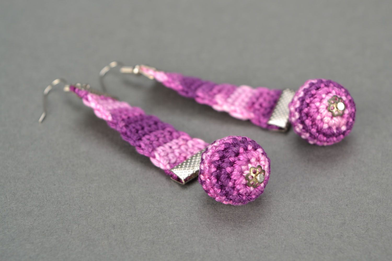 Homemade lace earrings with charms photo 5