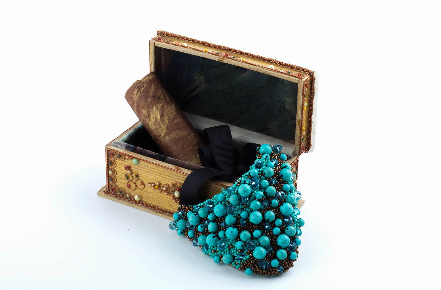 Collier en pierres naturelles Bijou fait main large turquoise Cadeau femme photo 1