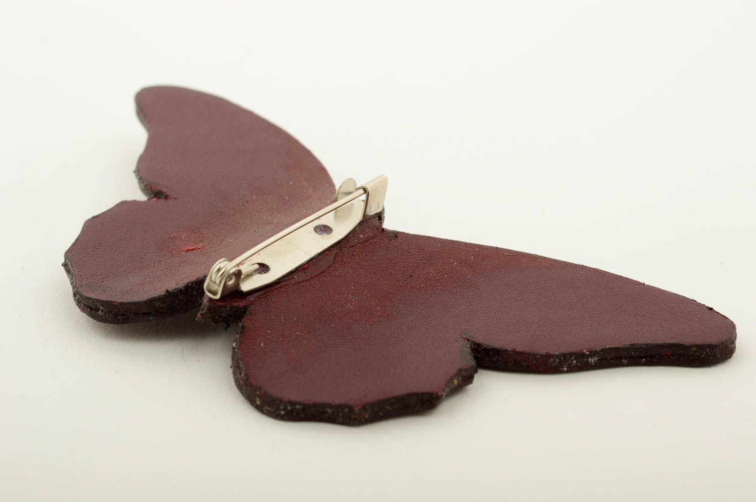 Broche originale faite main Bijou en cuir naturel papillon Cadeau femme photo 5