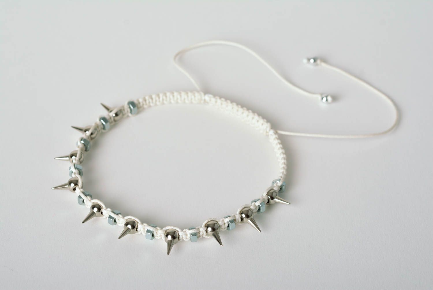 Macrame earrings stylish bracelet macrame necklace with spikes for girl photo 2