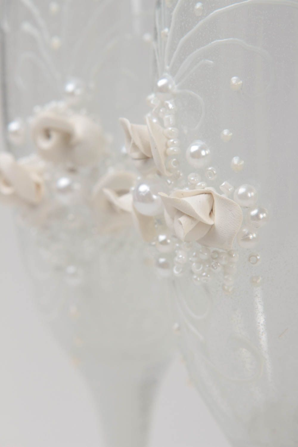 Handmade wedding ware flower beautiful glasses cute wedding white glasses photo 3