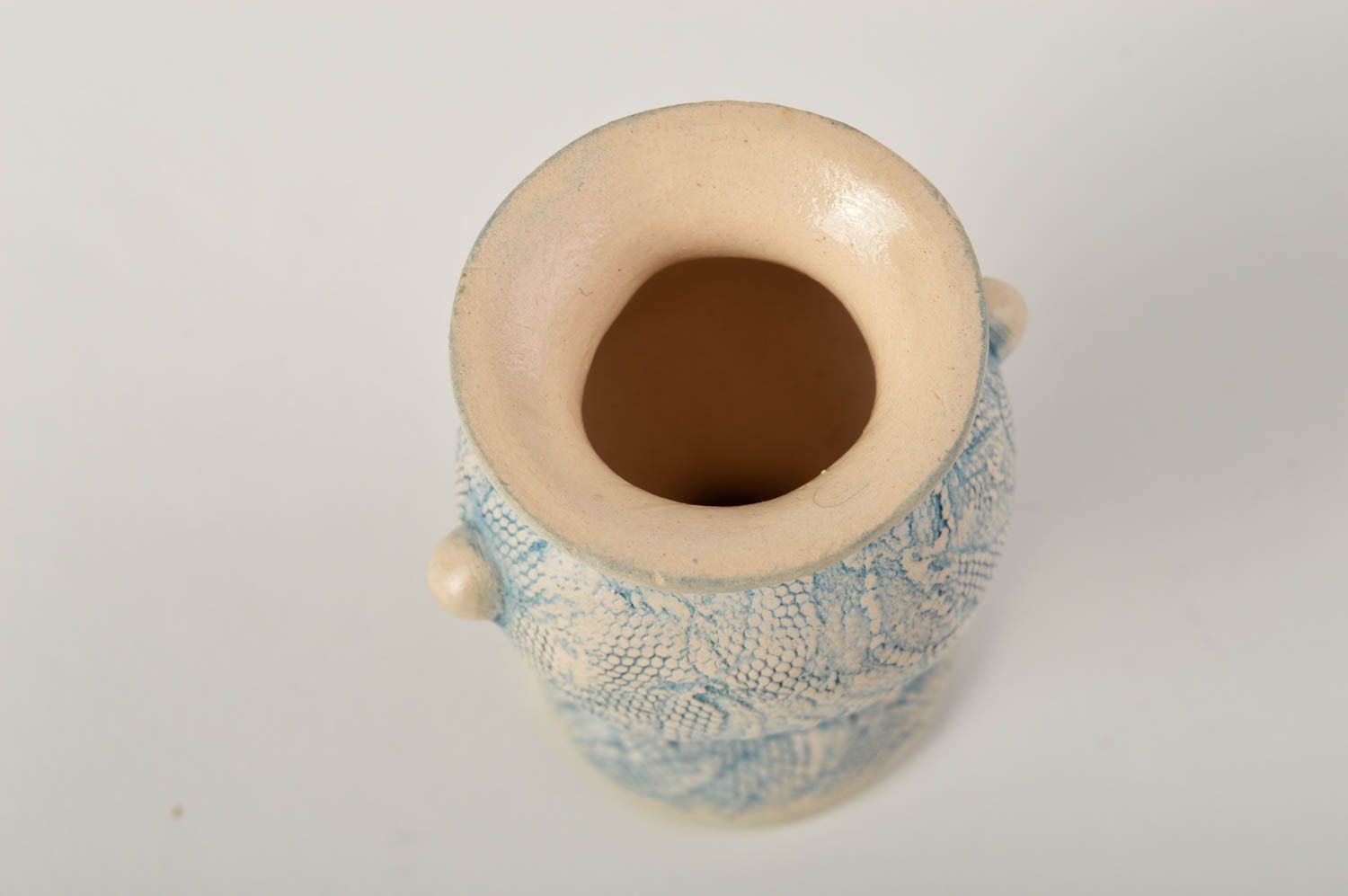 Vase argile Déco maison fait main petit design Cadeau original tons clairs photo 3