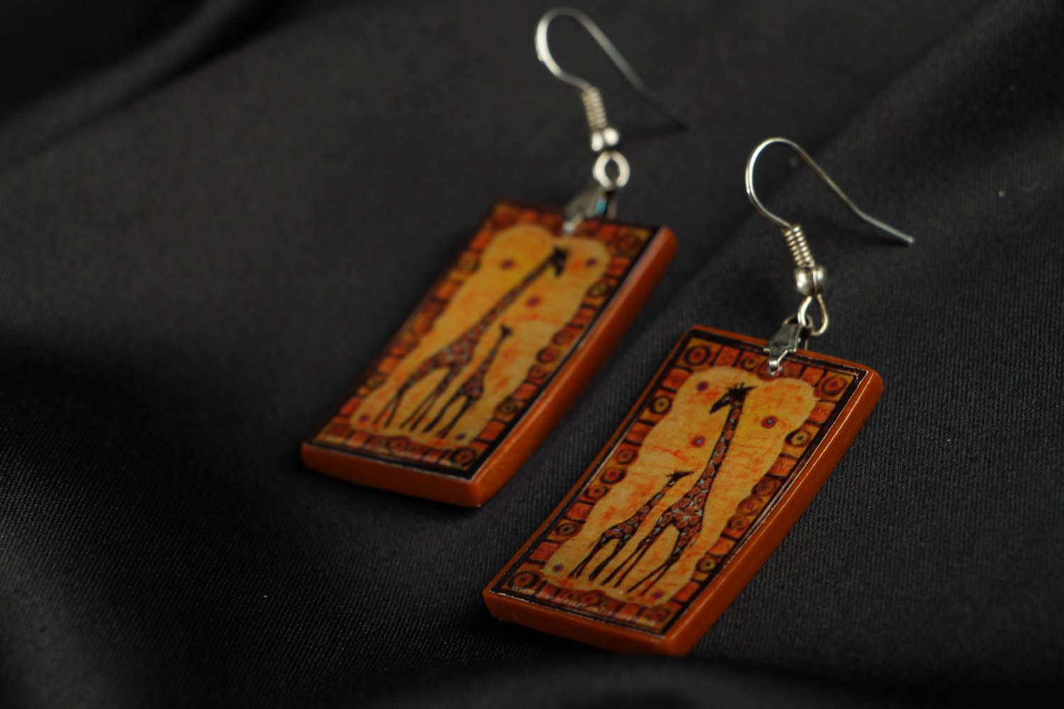 Earrings made ​​of polymer clay with a pattern photo 2