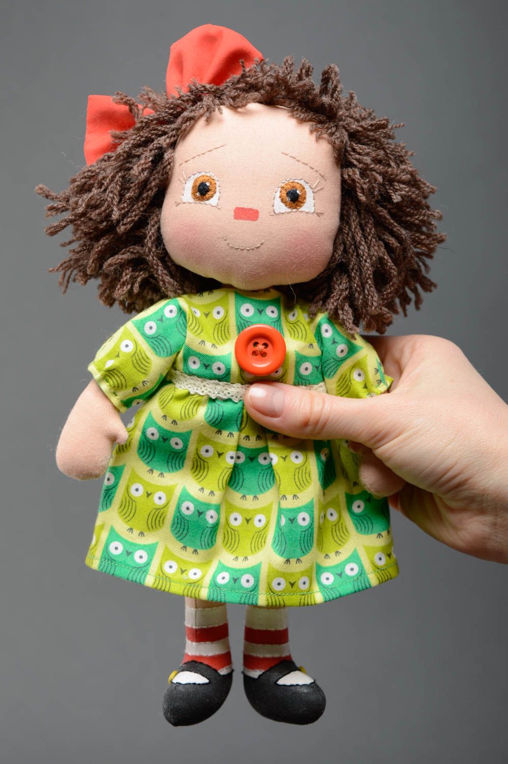 Handmade cotton fabric doll Girl photo 3