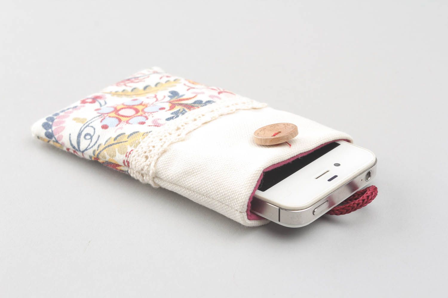 Caso para telefone móvel feito de tecido com fechadura de botão foto 5