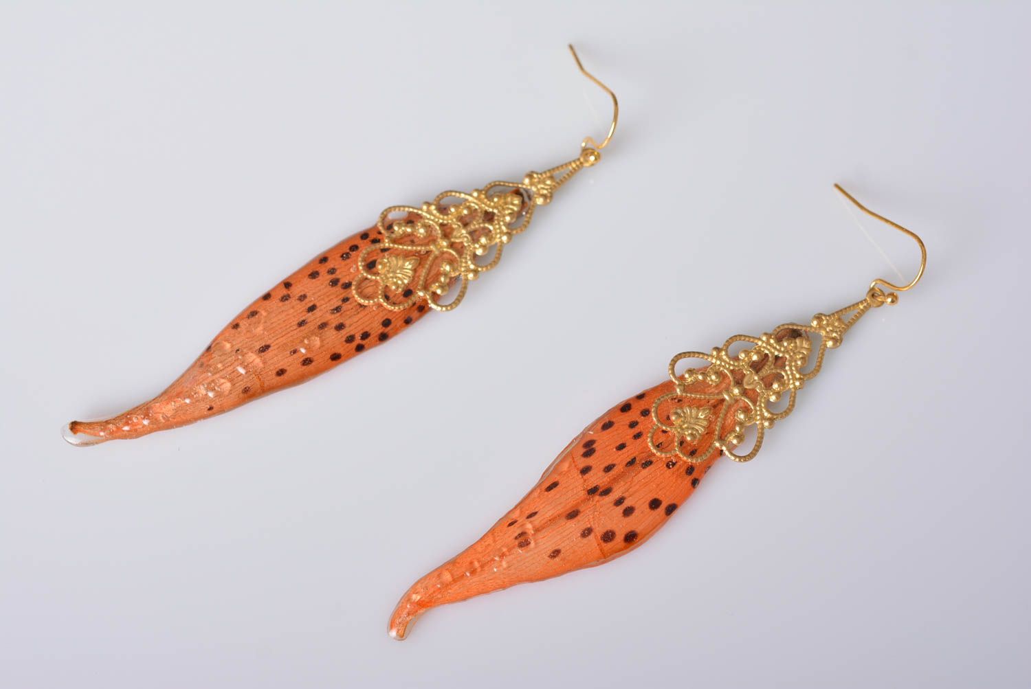 Handmade Modeschmuck Ohrringe Designer Schmuck Accessoire für Frauen Tigerlilien foto 4