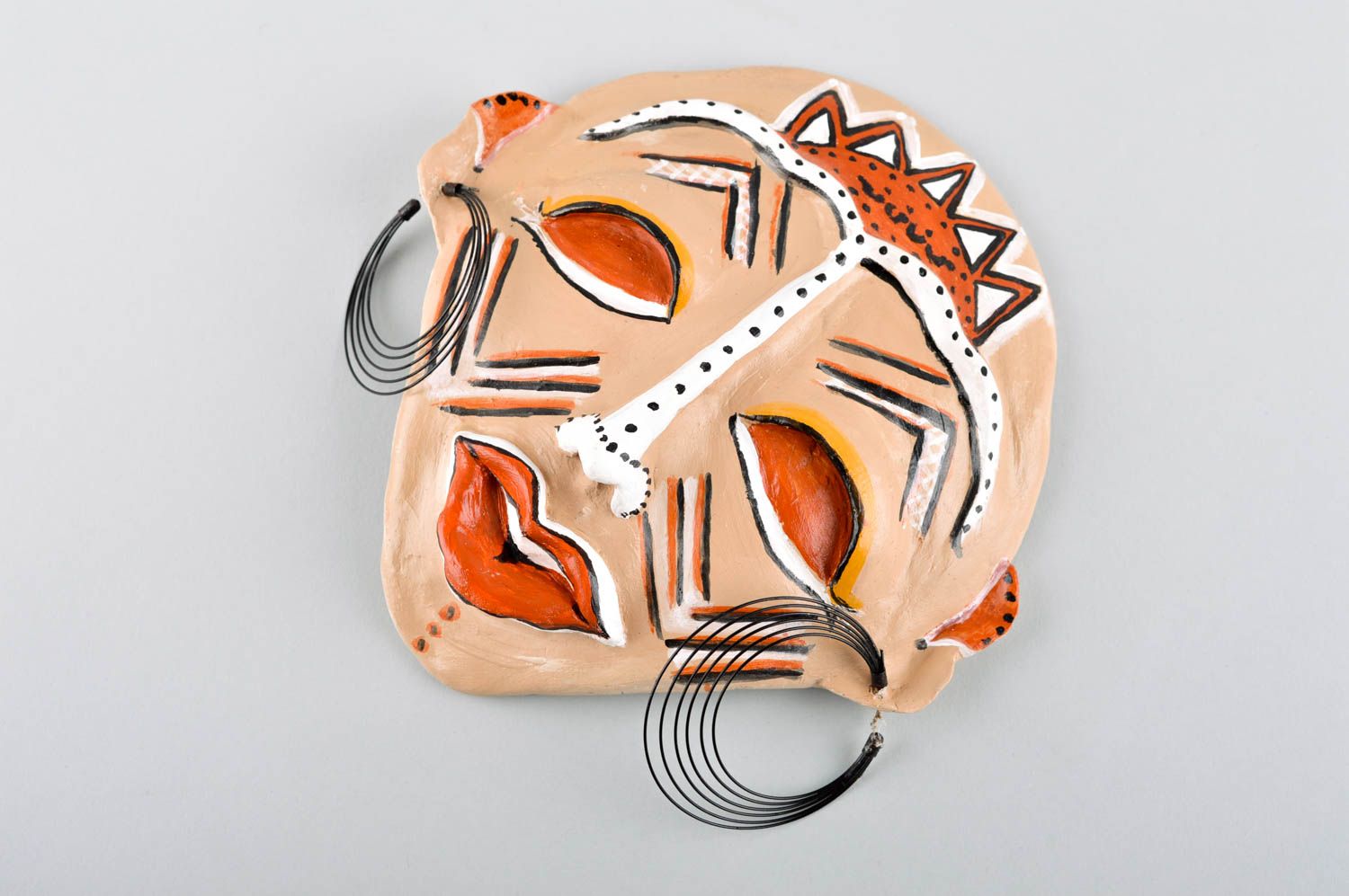 Wohnzimmer Bild handgemacht Maske Karneval Keramik Wandbild originell Deko Bild  foto 2