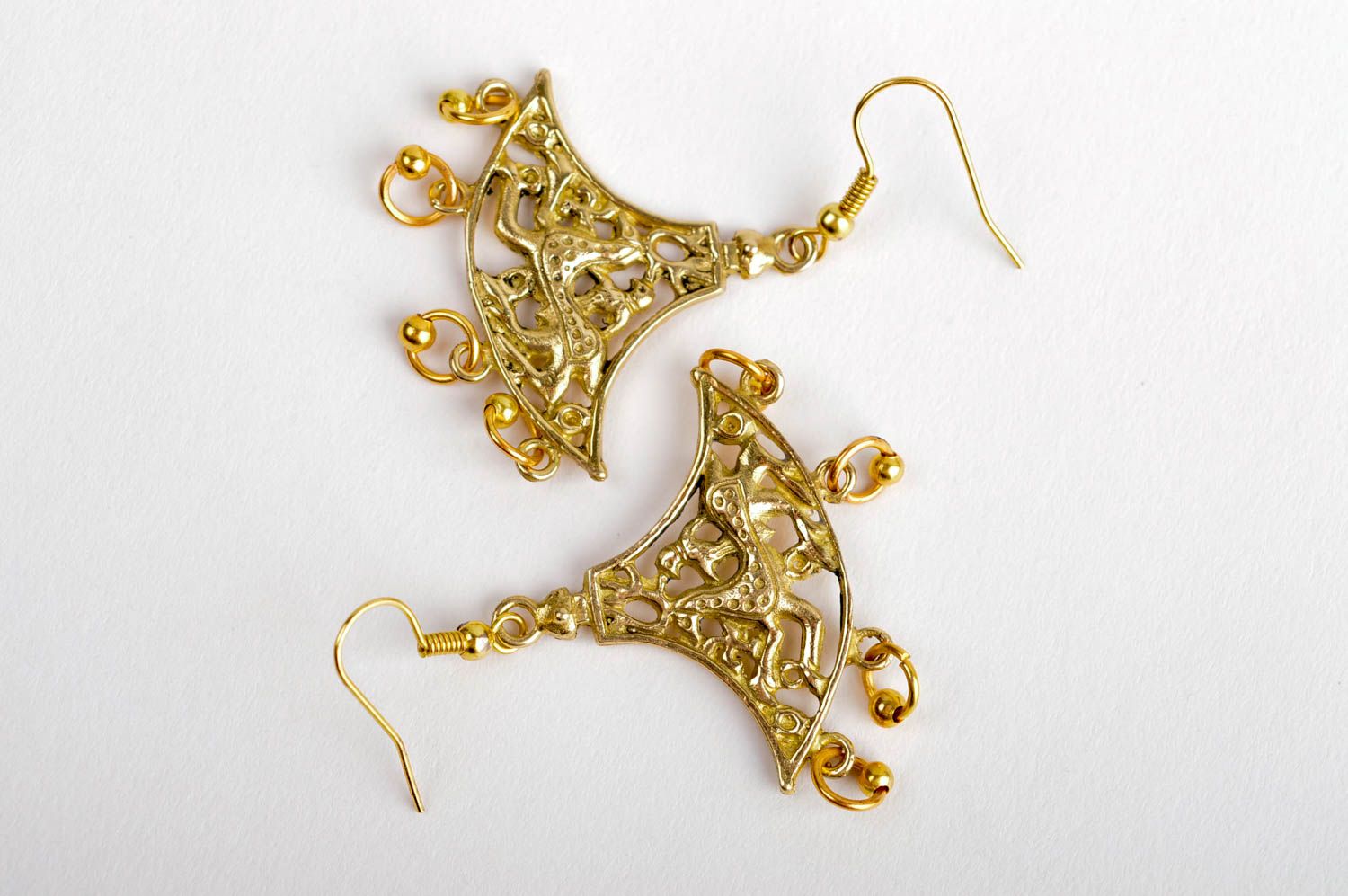 Lange Ohrhänger handmade Metall Schmuck Ohrringe für Damen orientalisch Messing foto 5