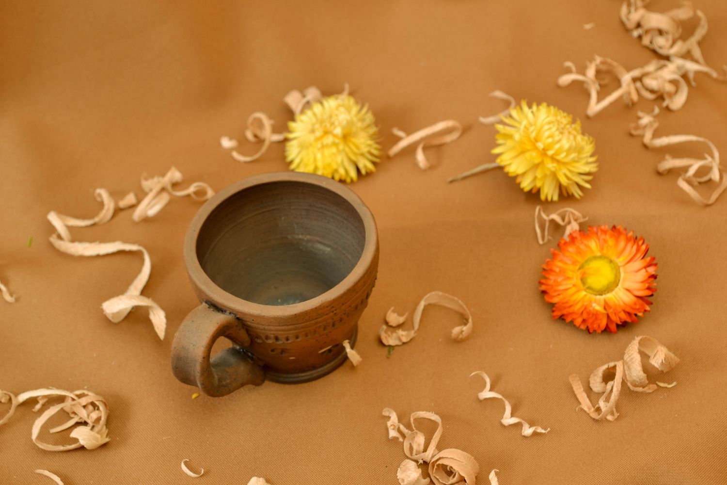 Taza cerámica con ornamento en técnica de cocción a través de la leche 0,07l foto 2