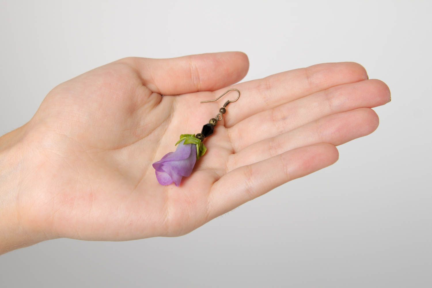 Boucles d'oreilles fleur Bijou fait main Accessoire femme longues pâte polymère photo 3