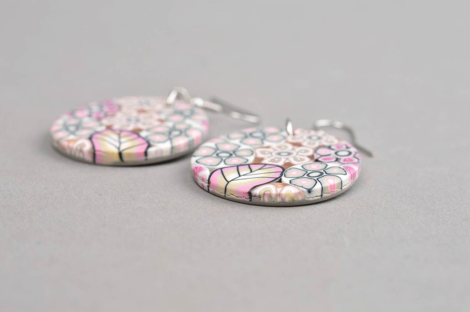 Plastic earrings jewelry handmade polymer clay accessory present for women photo 3