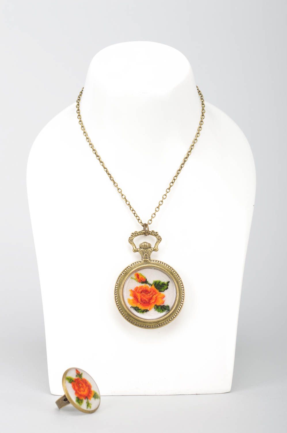 Handmade jewelry set 2 designer accessories seal ring pendant necklace photo 1