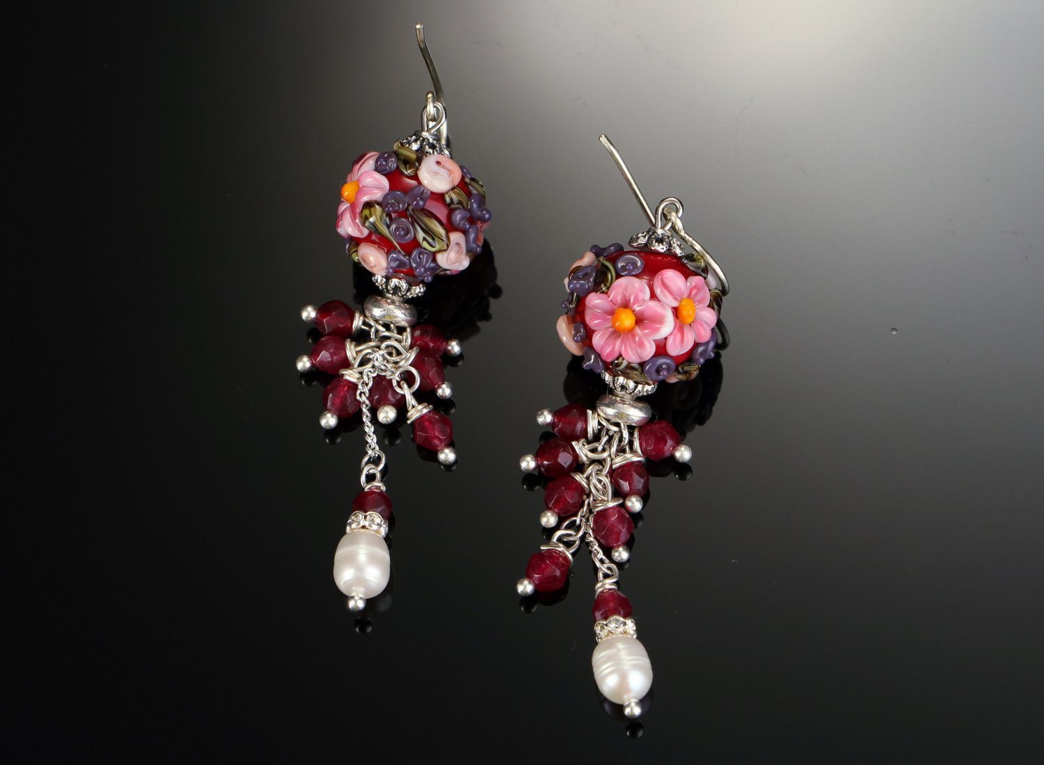 Earrings made from glass and pearls Garden of Eden photo 2