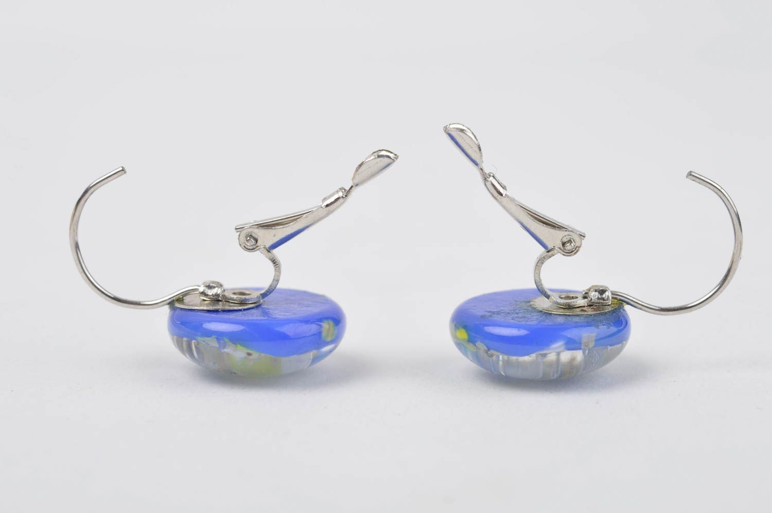 Handmade blaue Glas Ohrringe Designer Schmuck Accessoire für Frauen Fusing foto 3