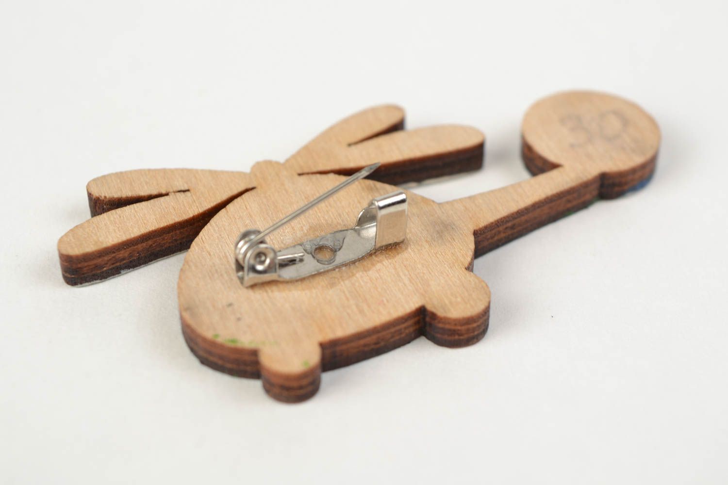 Bunte positive kleine handgemachte Brosche aus Holz mit Bemalung für Kinder Helikopter foto 4