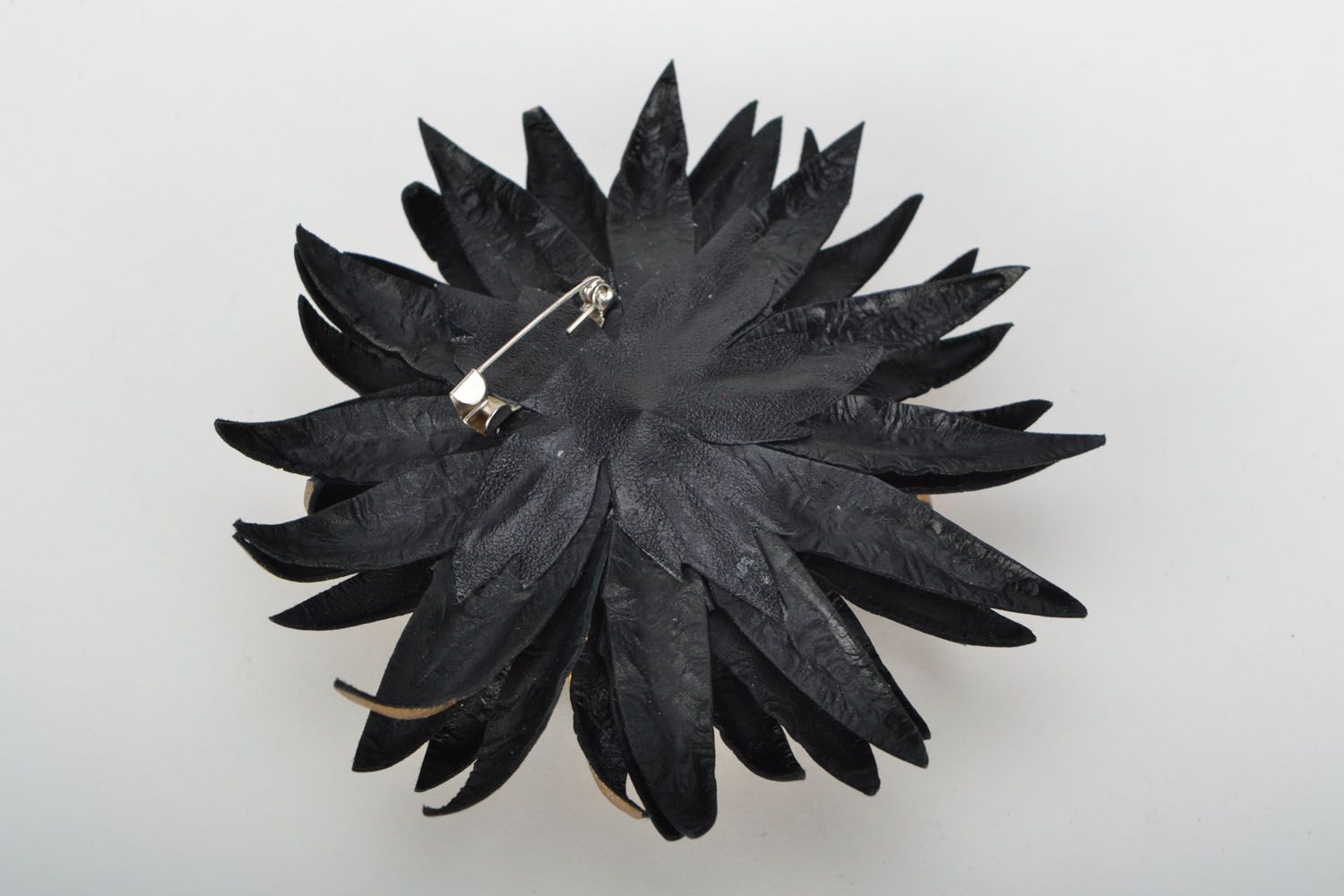 Leather brooch Golden Aster photo 5