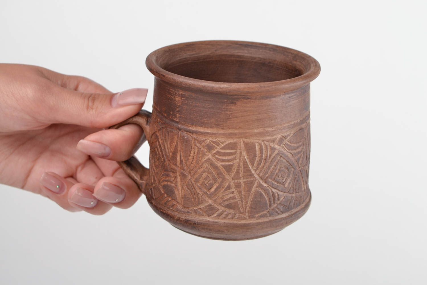 Tasse à thé fait main Mug original 25 cl marron en céramique Vaisselle design photo 2