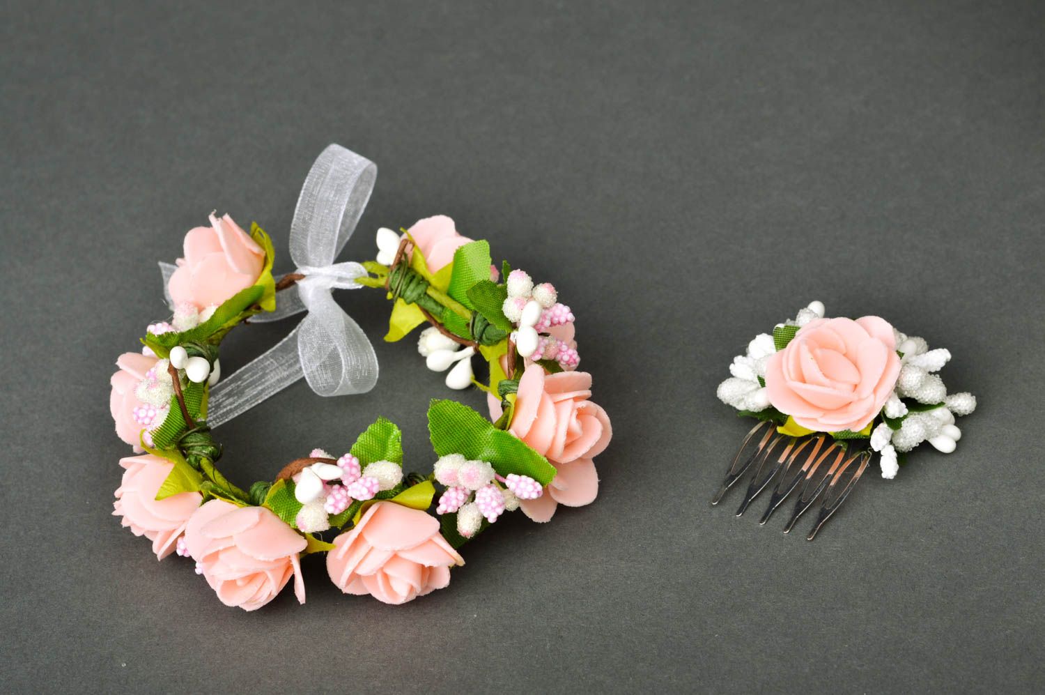 Peigne cheveux faite main Bracelet design fleur plastique Cadeau pour fille photo 2