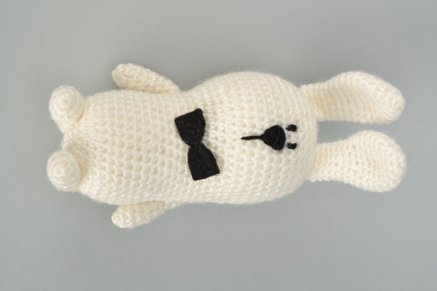 Soft crochet woolen toy Rabbit with Bow Tie photo 2