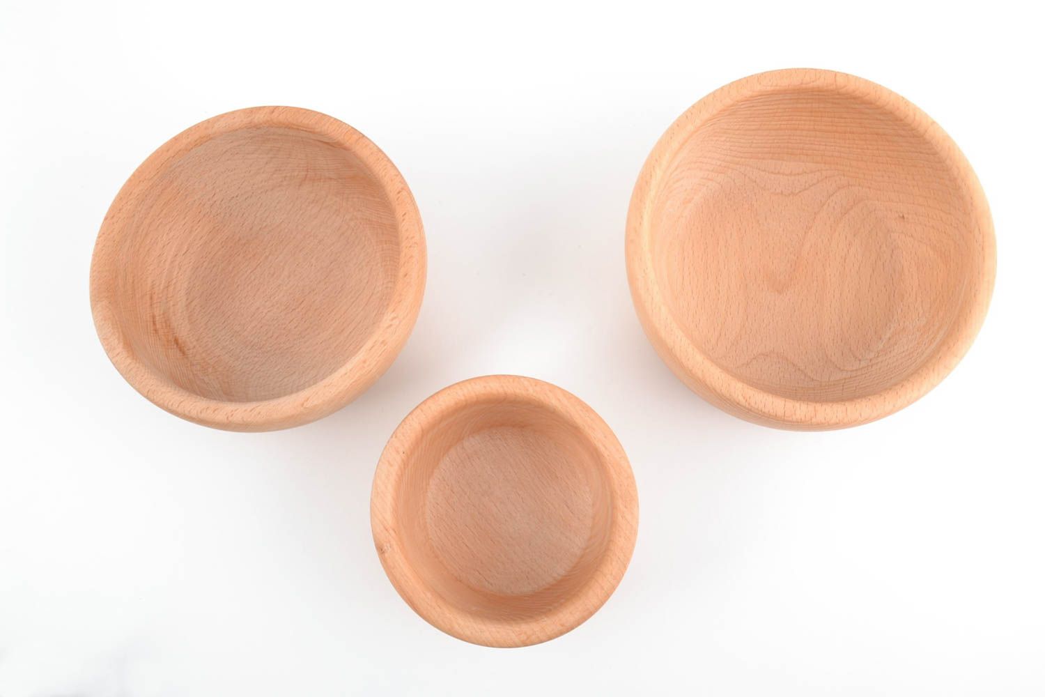 Set of decorative handmade wooden bowls  3 pieces 300 ml 500 ml and 700 ml photo 3