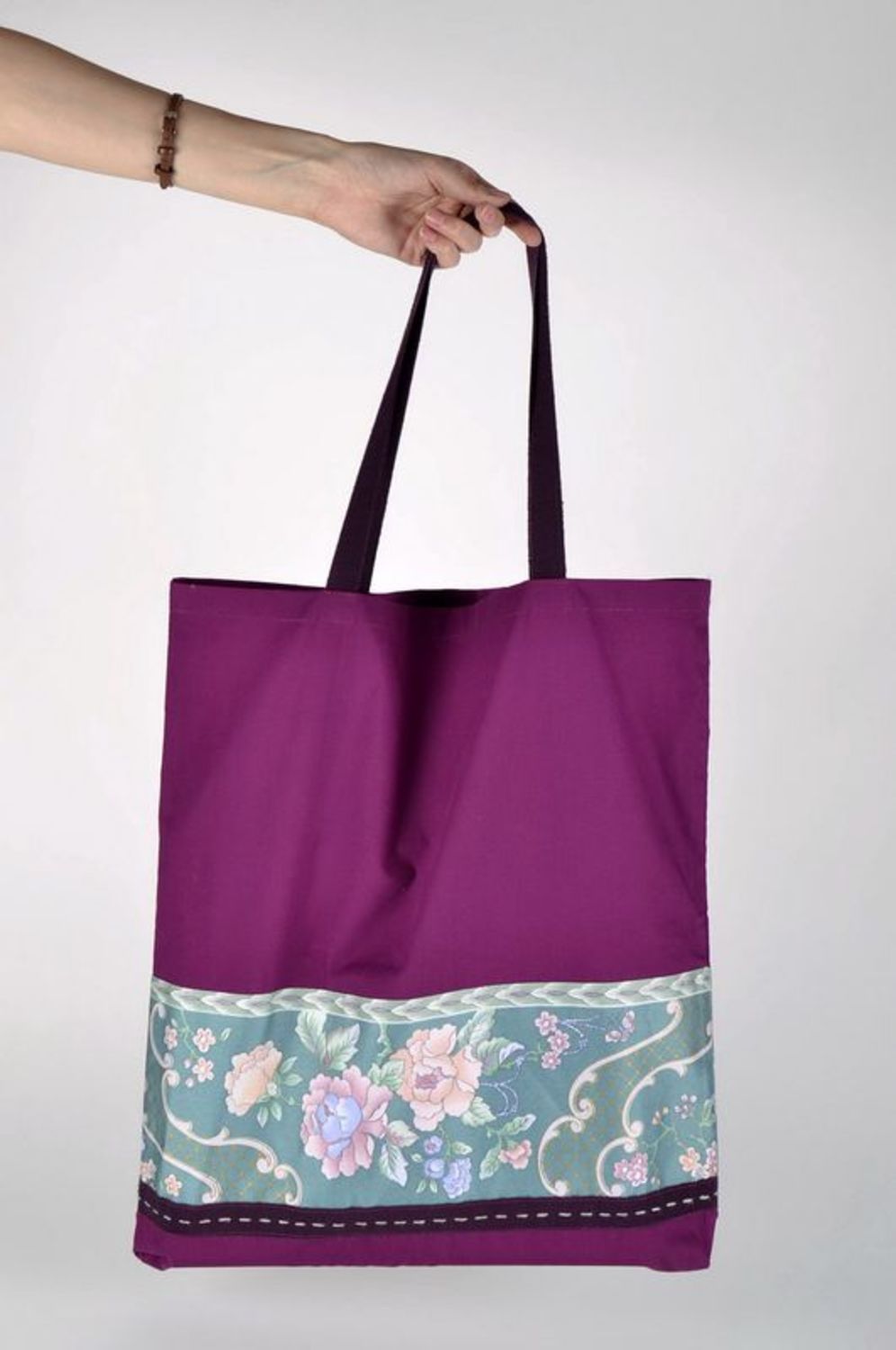 Grande eco-bolsa feminina feita de pano foto 5