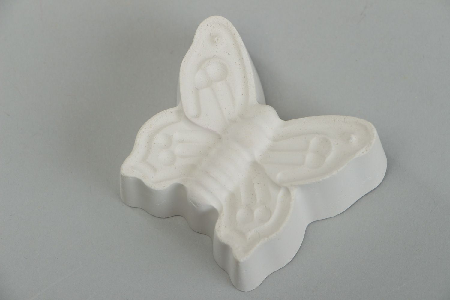 Handmade small unpainted plaster blank for painting in the shape of butterfly photo 1