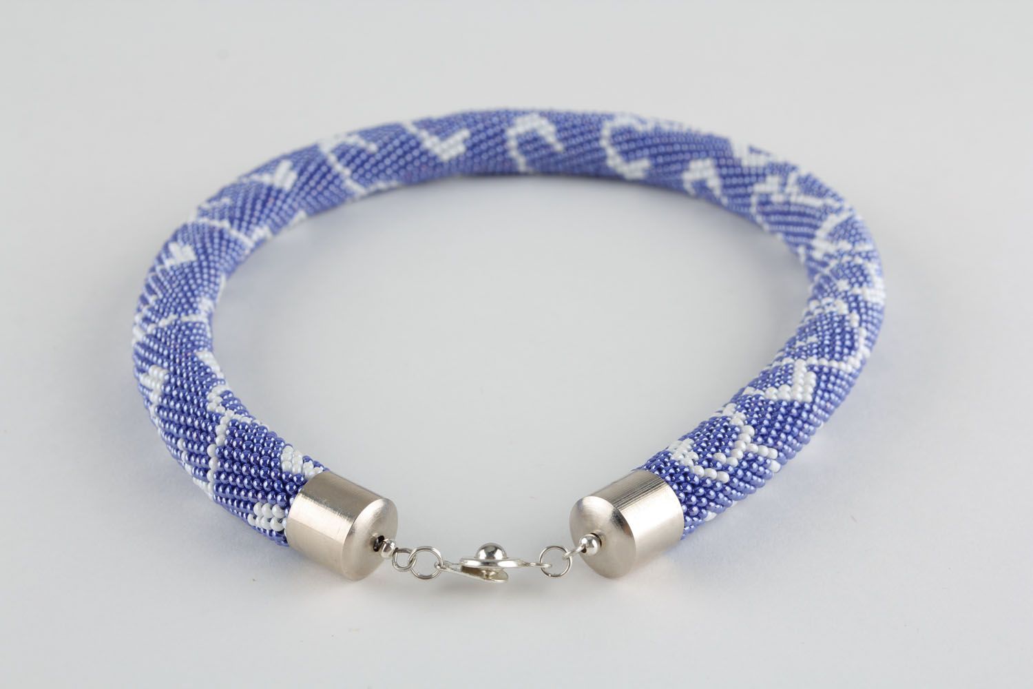 Blue beaded cord necklace photo 1