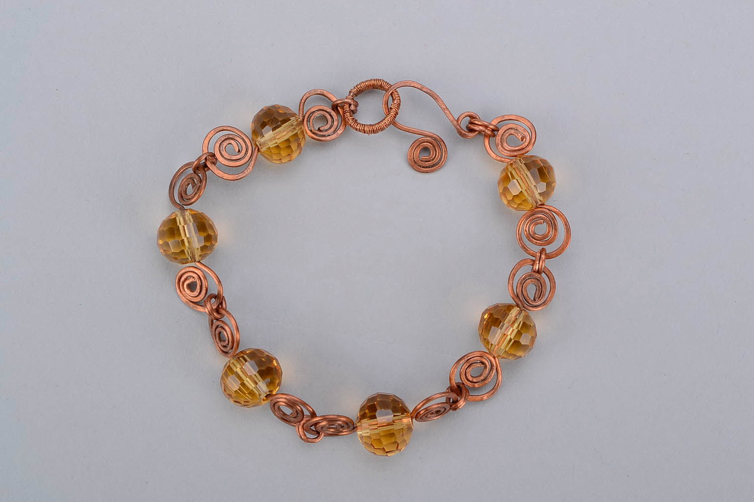 Copper bracelet with Czech crystal in the wire wrap technique photo 3