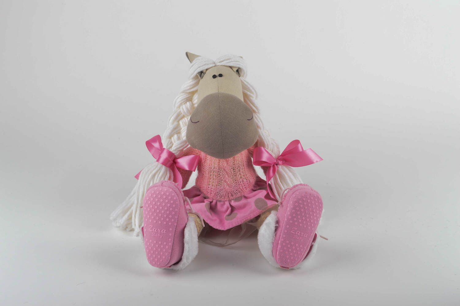 Pferd Kuscheltier handmade Stoff Tier Kinder Spielzeug Geburtstag Geschenk rosa foto 4