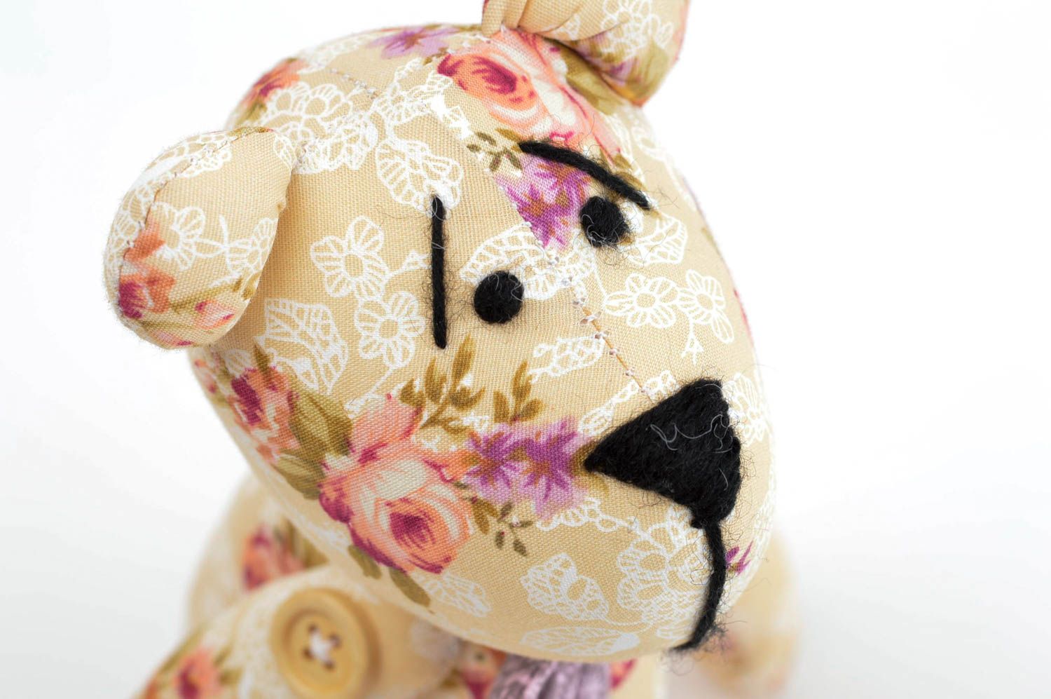 Jouet ours à motif floral Peluche faite main en coton Cadeau pour enfant photo 6