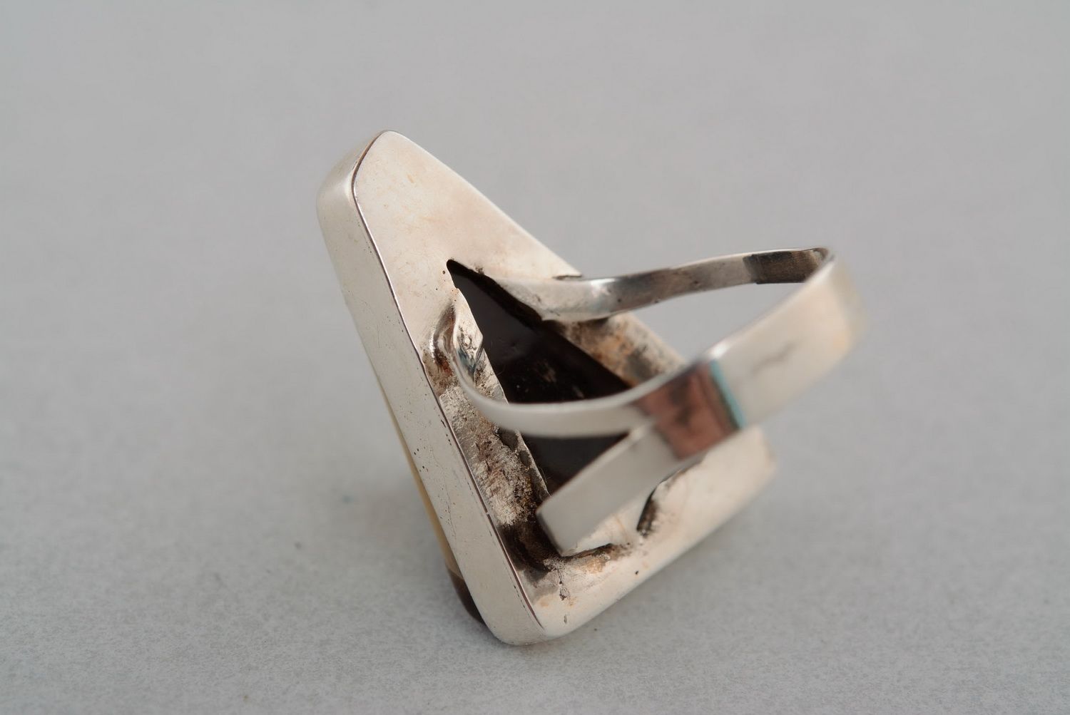 Silver ring with horn photo 5