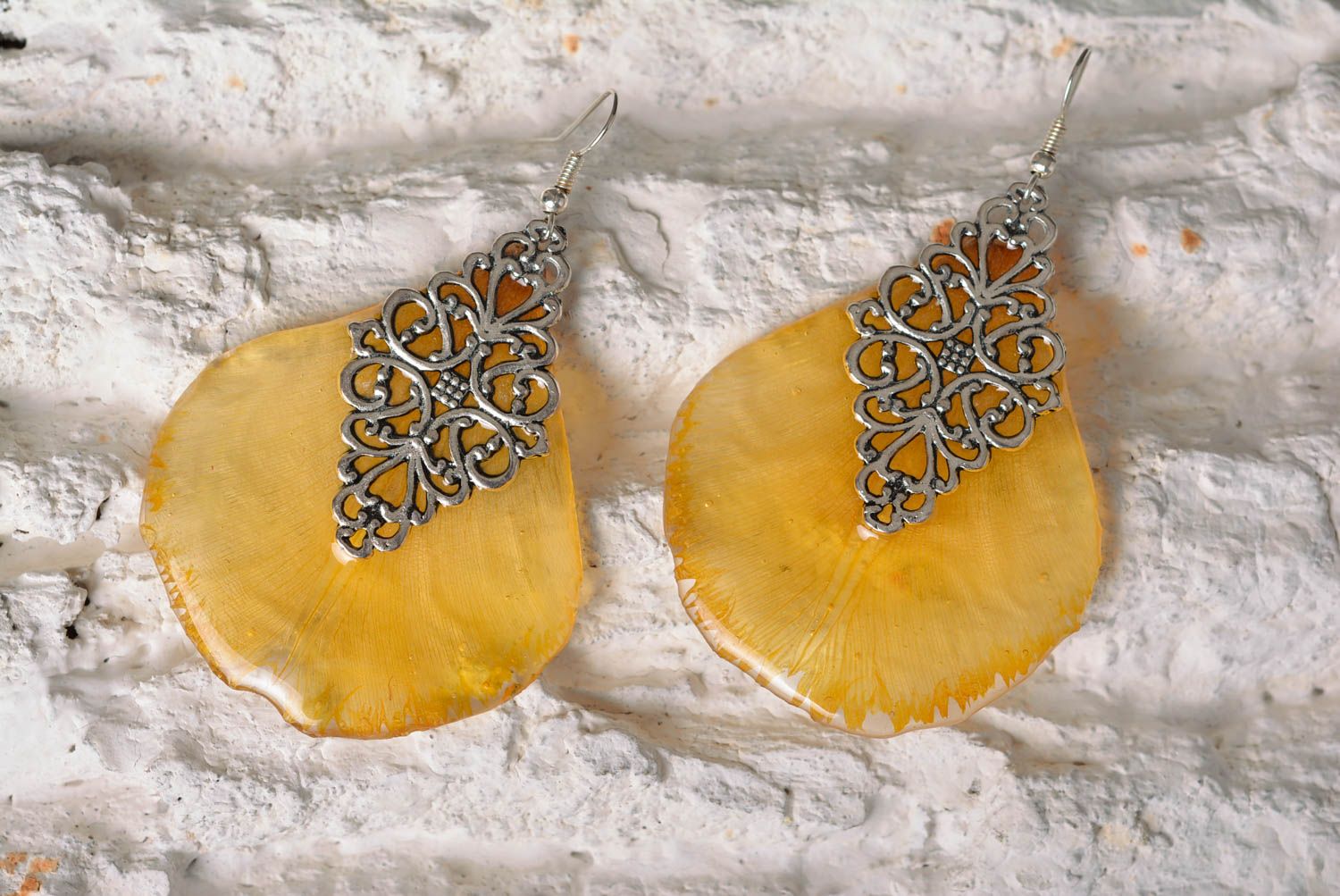 Украшение ручной работы модные серьги с желтыми тюльпанами красивые серьги фото 1