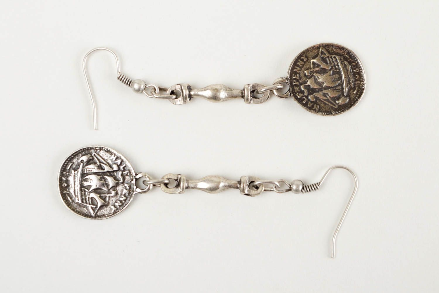 Boucles d'oreilles métal Bijou fait main pièces de monnaie Cadeau pour femme photo 3