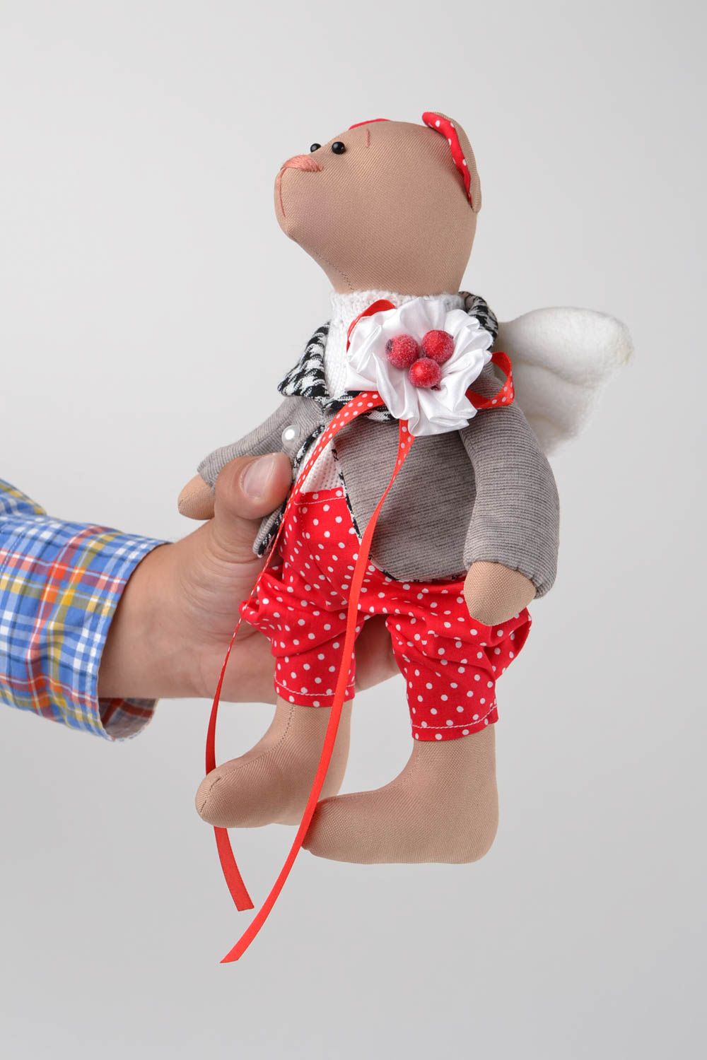 Bär handgemachtes Kleinkinder Spielzeug Stoff Tier Haus Deko Geschenk für Kinder foto 2