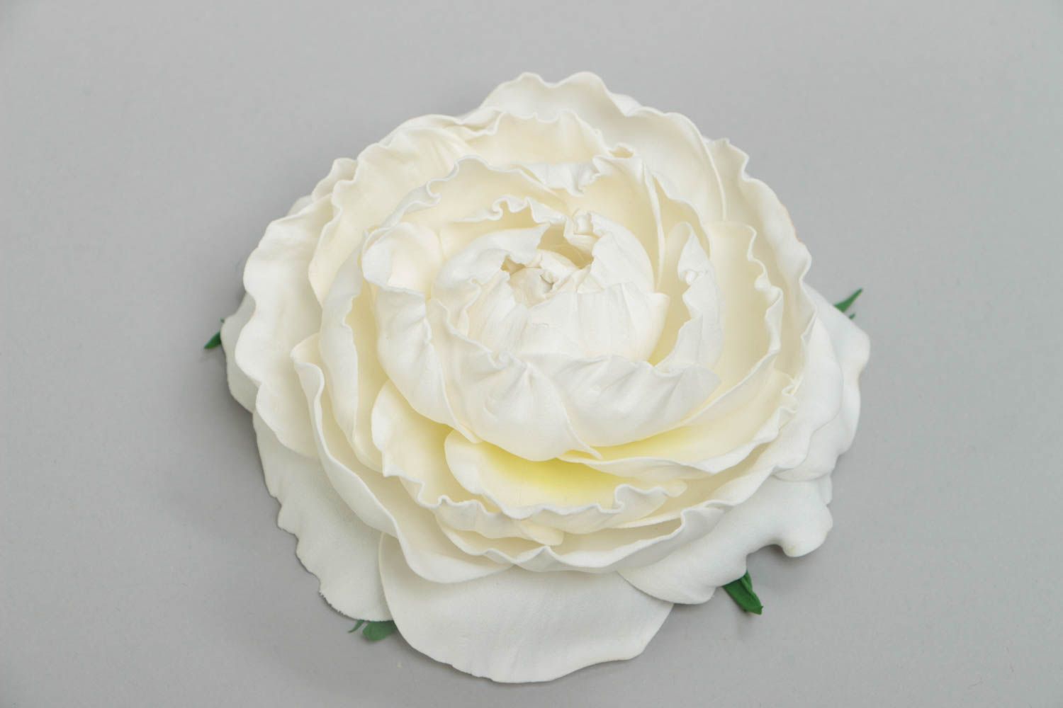 Handmade large decorative foamiran white flower for DIY jewelry making photo 2