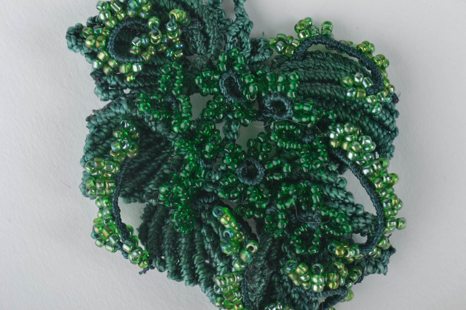 Textile jewelry set 2 pieces handmade beaded pendant woven bead ring gift ideas photo 2