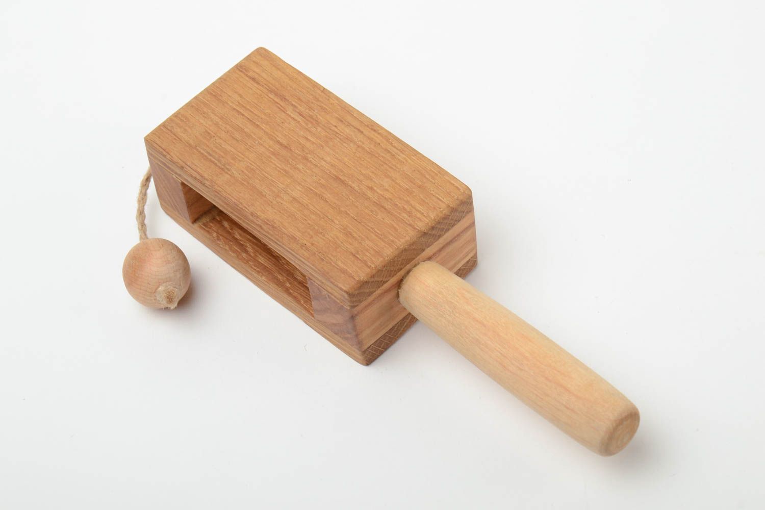 Handmade eco friendly folk wooden toy with ball and string soaked with linen oil  photo 3
