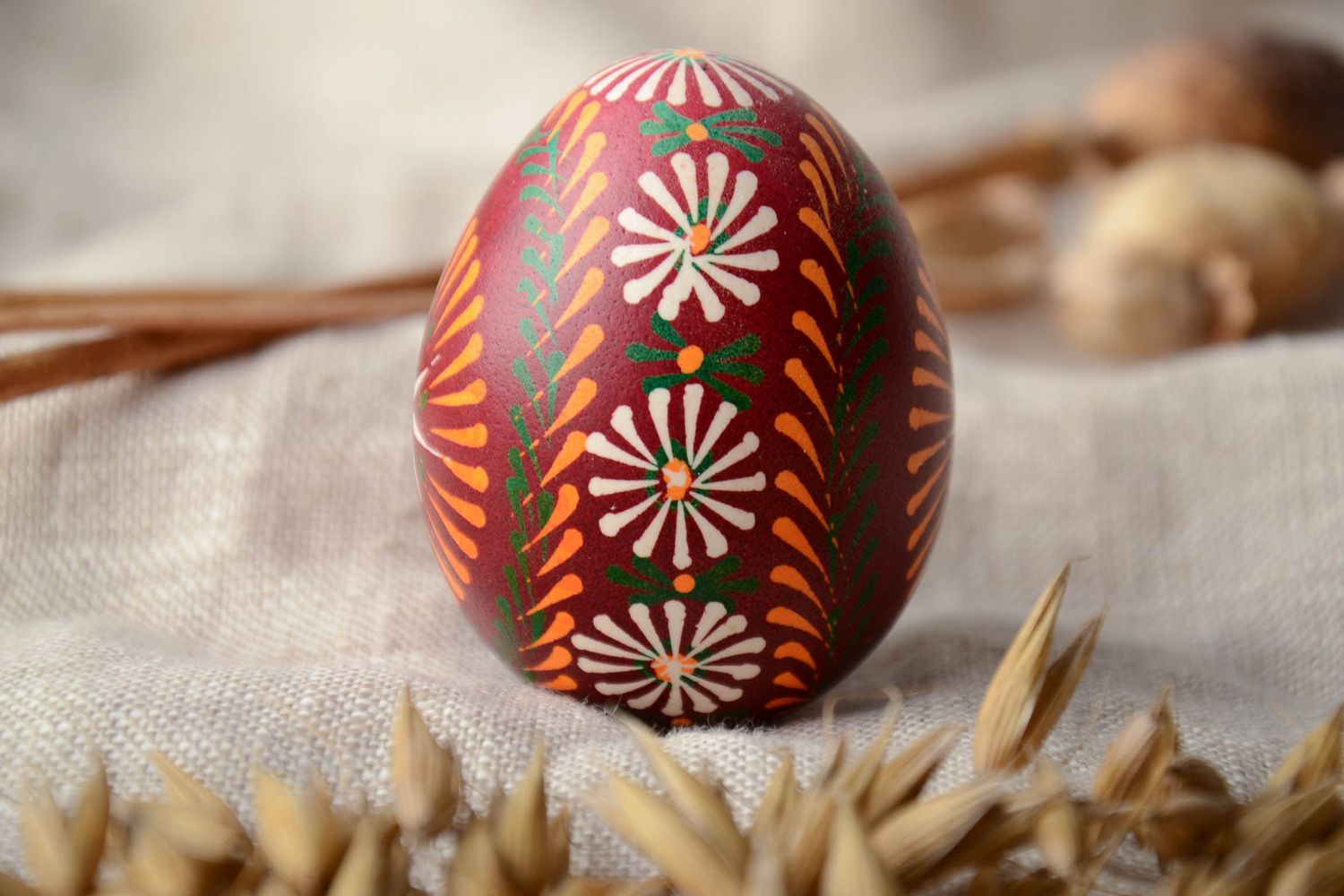 Handmade Easter egg painted with Lemkiv ornament photo 1
