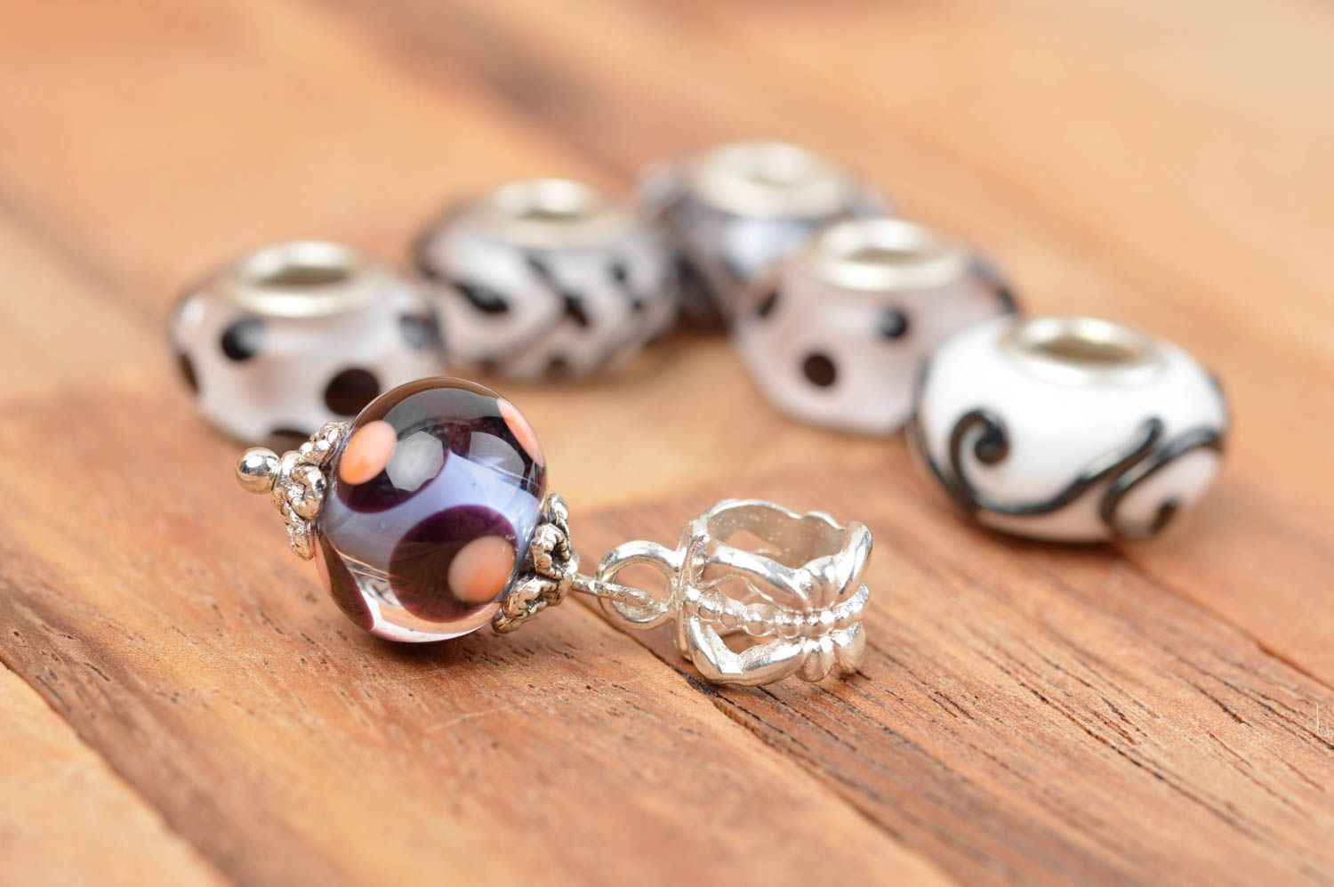 Handmade designer glass pendant unusual graceful jewelry elegant bead pendant photo 1