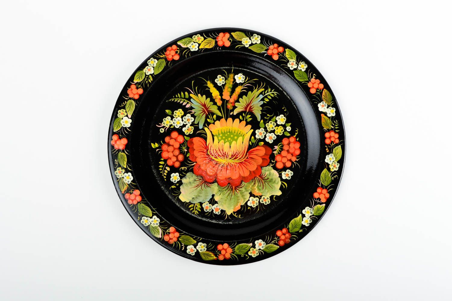 Assiette décorative faite main Assiette peinte motifs floraux Décoration maison photo 4