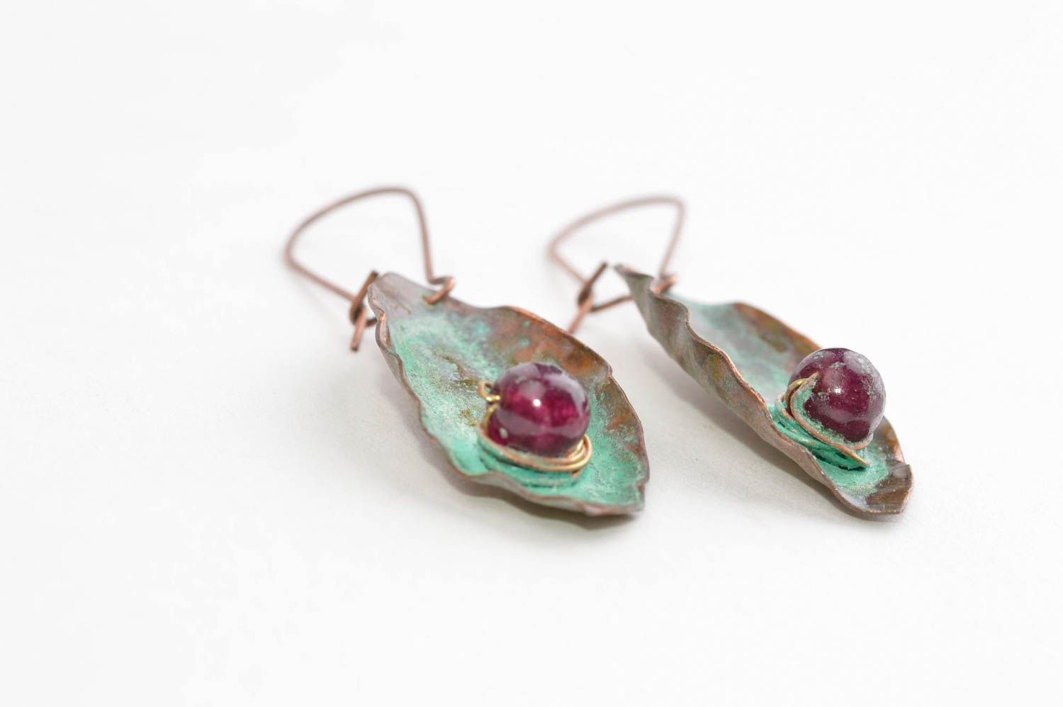 Copper jewelry unusual earrings gift ideas copper accessory designer earrings photo 3