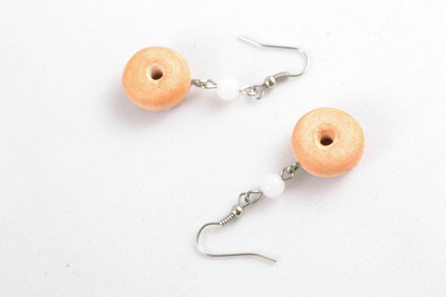Earrings with polymer clay charms in the shape of donuts photo 5