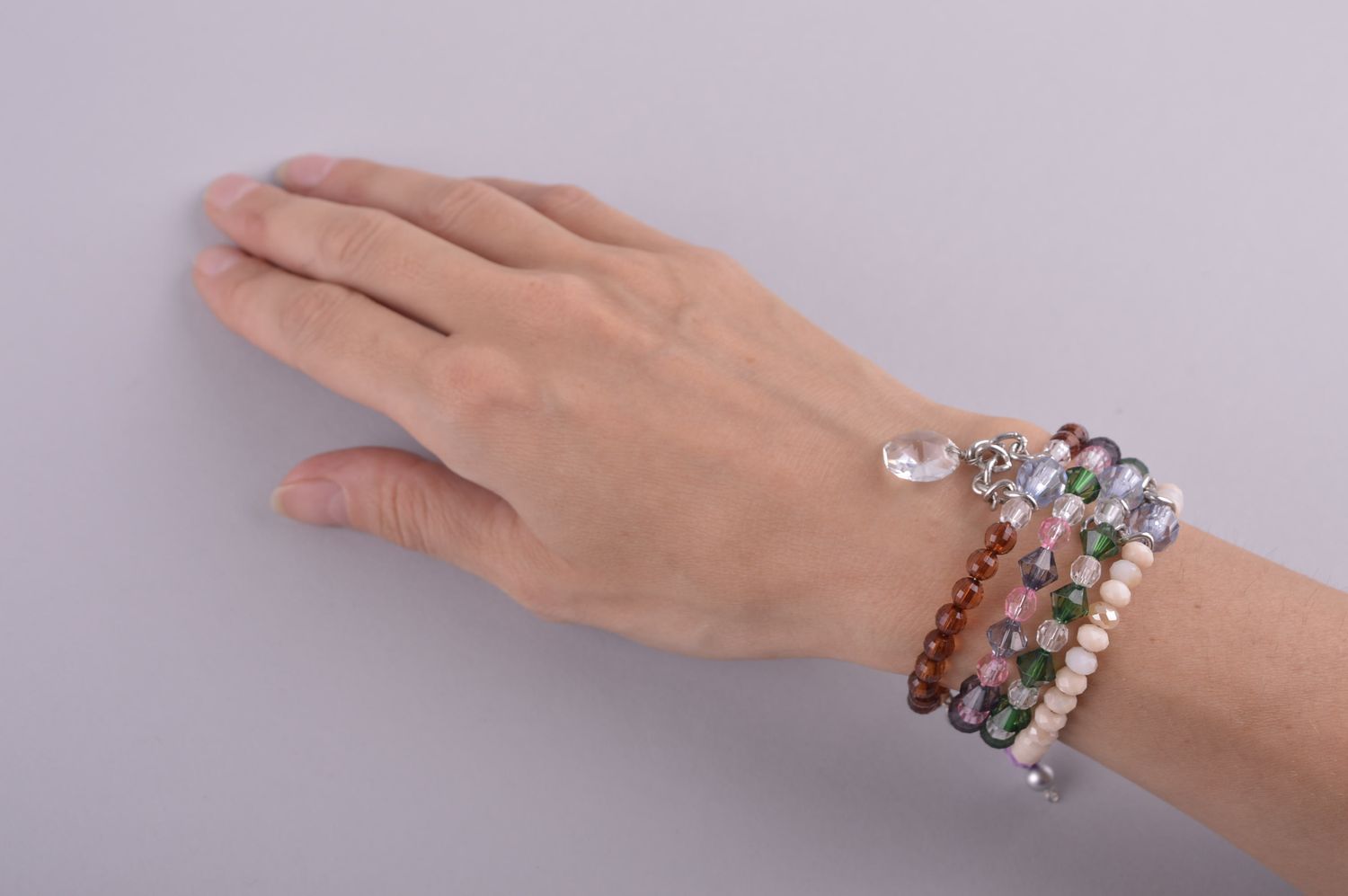 Bracelet triple Bijou fait main en perles fantaisie original Accessoire femme photo 5