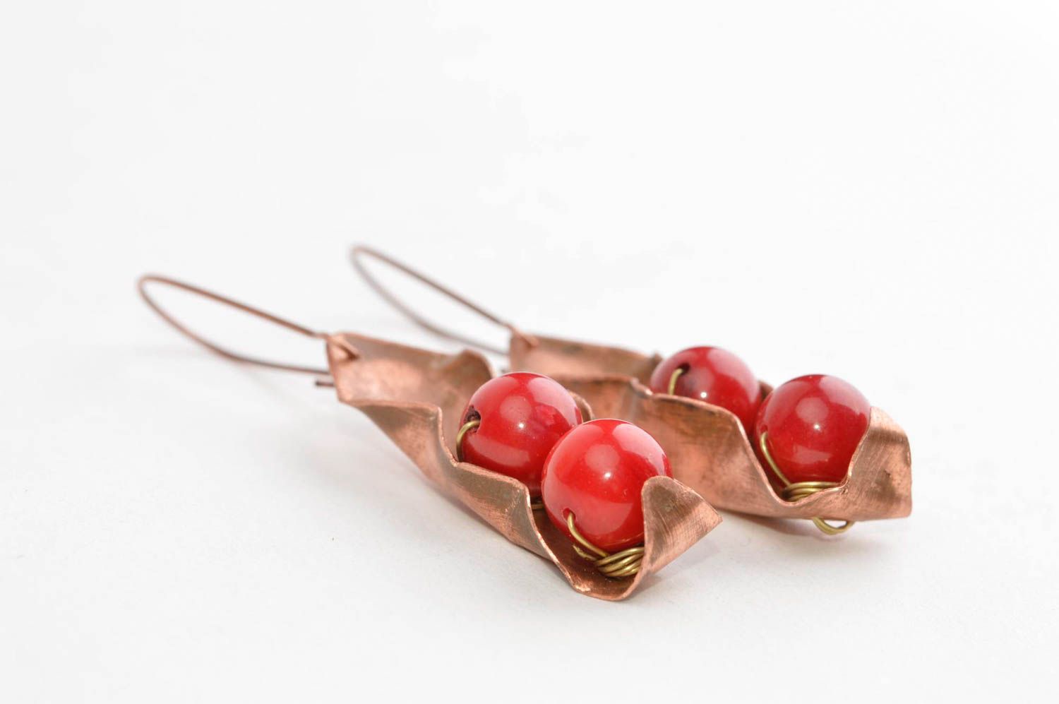 Handmade earrings unusual accessories designer jewelry copper earrings photo 3