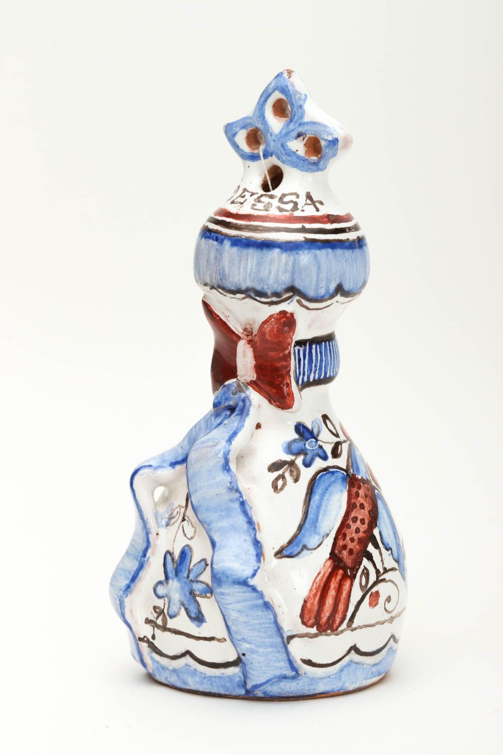 Handmade beautiful souvenir unusual ceramic cute bell stylish painted bell photo 3