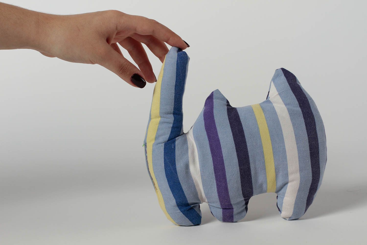 Игрушка кот ручной работы детская игрушка из ткани мягкая игрушка в полоску фото 4