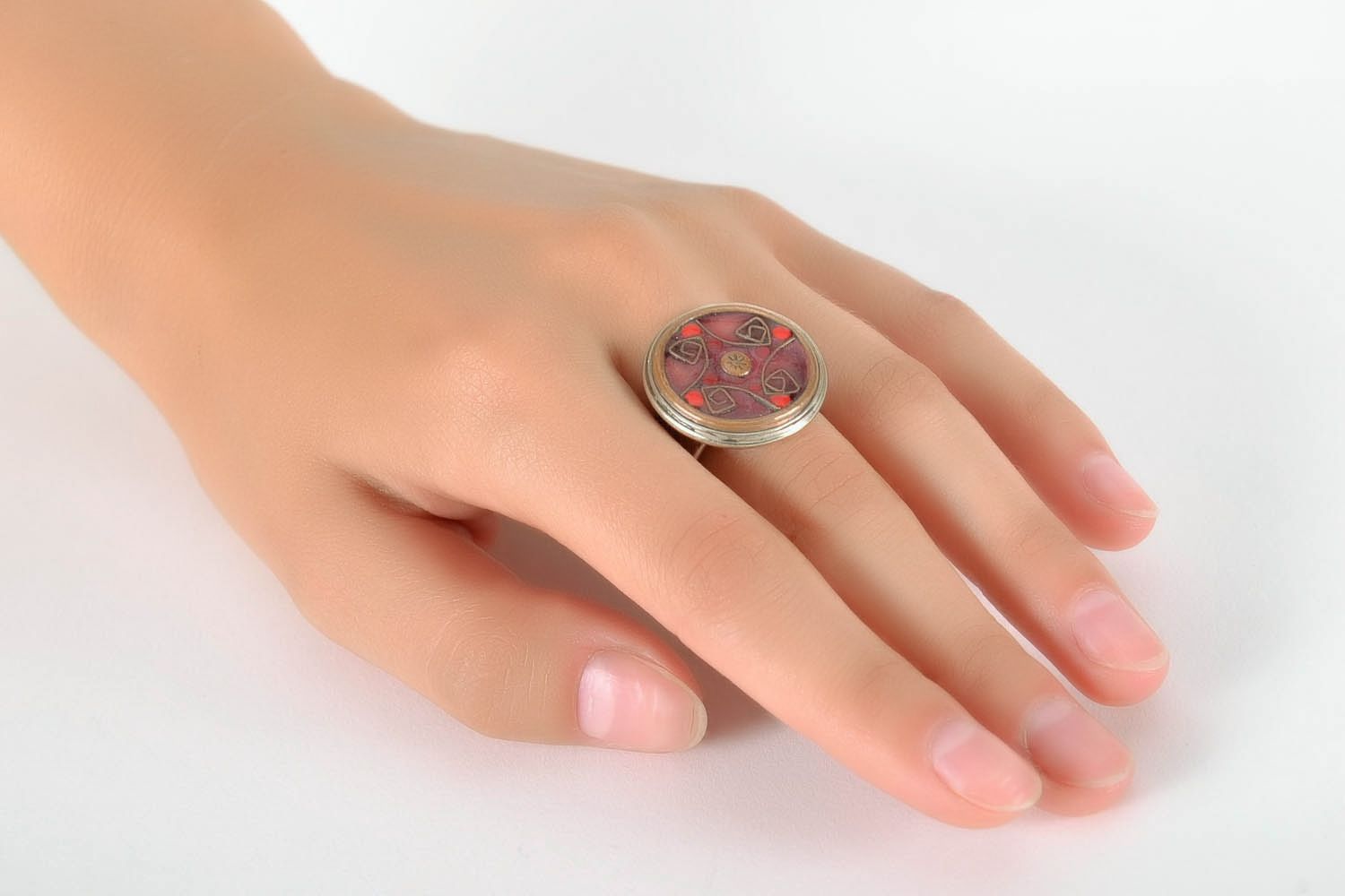 Handmade Ring mit Emaille auf Kupferplatte  foto 5