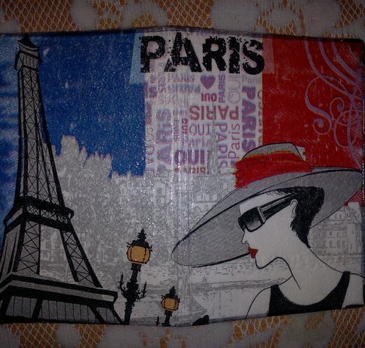 Обложка на паспорт из искусственной кожи ручной работы с изображением парижского пейзажа фото 1
