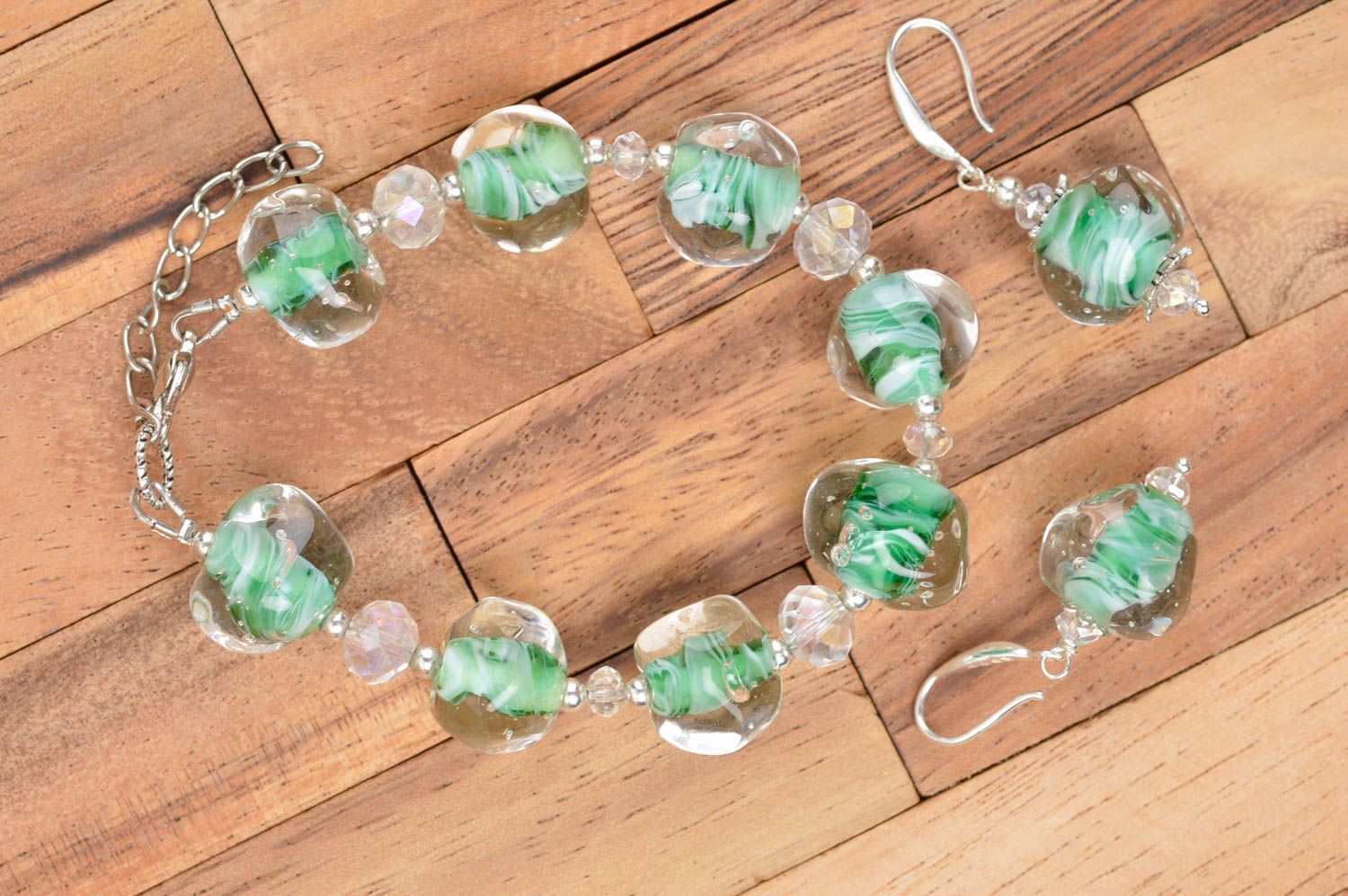 Lampwork earrings handmade glass bracelet glass accessories for girls photo 3