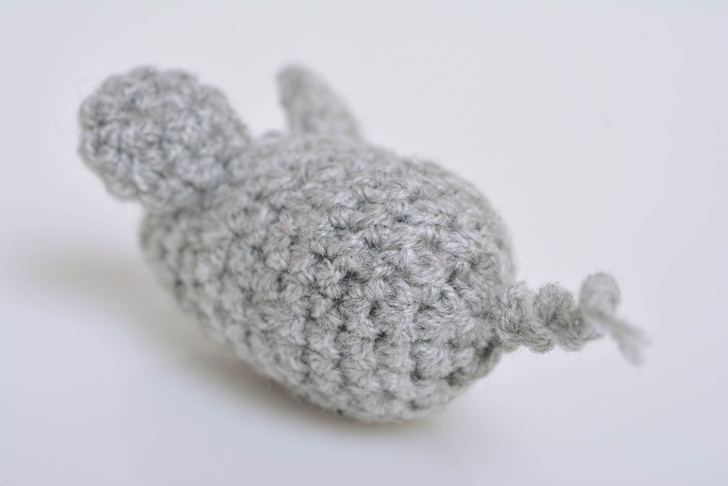 Children's handmade soft toy crocheted of acrylic yarn Small Gray Mouse photo 4